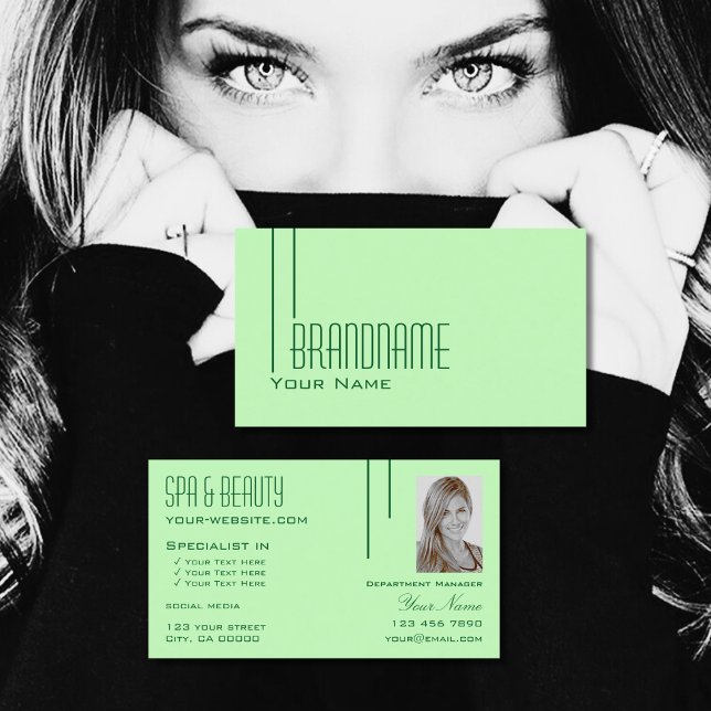 Tarjeta De Visita Plain Pastel Green con Photo Professional Modern (Subido por el creador)