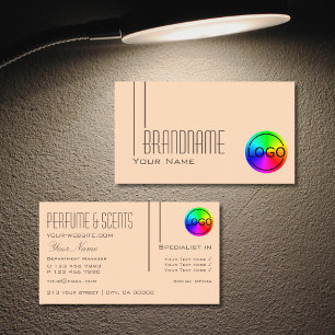 Tarjeta De Visita Plain Pastel Peach with Logo Professional Moderno