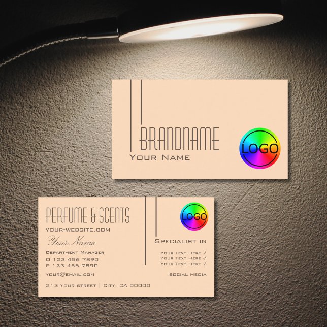 Tarjeta De Visita Plain Pastel Peach with Logo Professional Moderno (Subido por el creador)