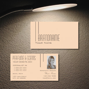Tarjeta De Visita Plain Pastel Peach with Photo Professional Modern