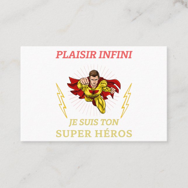 Tarjeta De Visita PLAISIR INFINI Je suis ton super héros (Anverso)