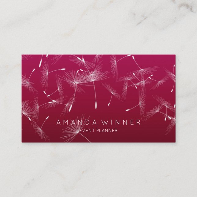 Tarjeta De Visita Plan de eventos Dandelion Confetti Rubin Pastel Om (Anverso)