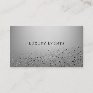 Tarjeta De Visita Planeador de Eventos de Fiesta con Brillo Plateado