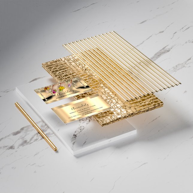 Tarjeta De Visita Planeador de eventos de maquillaje de Purpurina de (Subido por el creador)