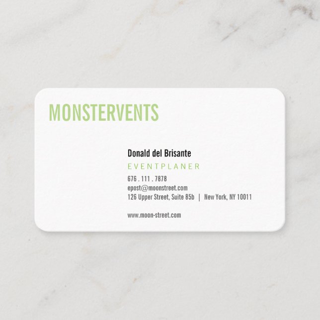 Tarjeta De Visita Planeador de eventos sencillo (Anverso)