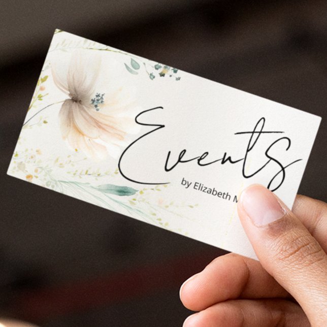 Tarjeta De Visita Planeamiento de eventos moderno Boho Floral (Subido por el creador)