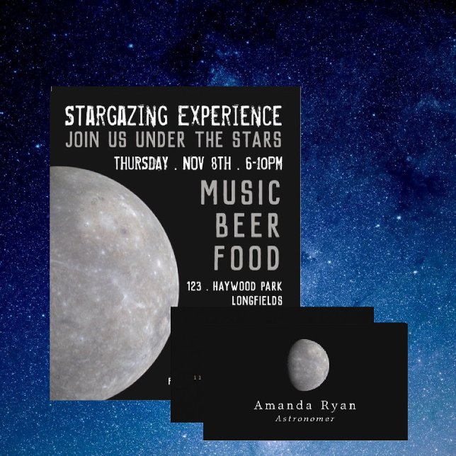 Tarjeta De Visita Planeta Mercurio, astronomía (Subido por el creador)