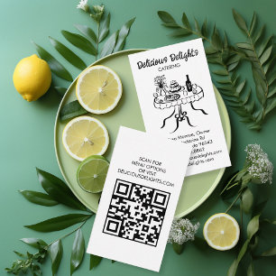 Tarjeta De Visita Planificación de Eventos Chef de Catering QR perso