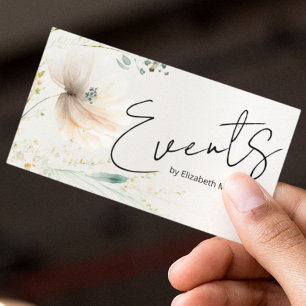 Tarjeta De Visita Planificación de Eventos Floral Boho Moderna