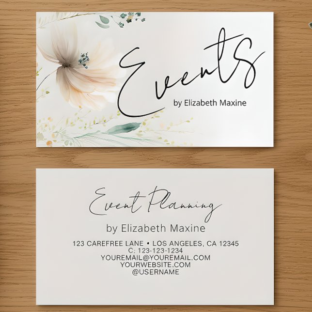 Tarjeta De Visita Planificación de Eventos Moderno Boho (Subido por el creador)