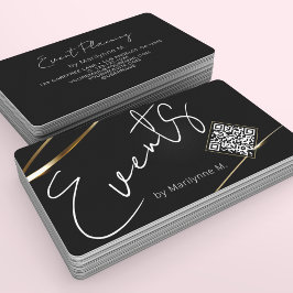 Tarjeta De Visita Planificación de Eventos Moderno Negro