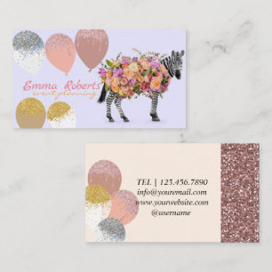 Tarjeta De Visita Planificación de eventos modernos de Zebra Balloon