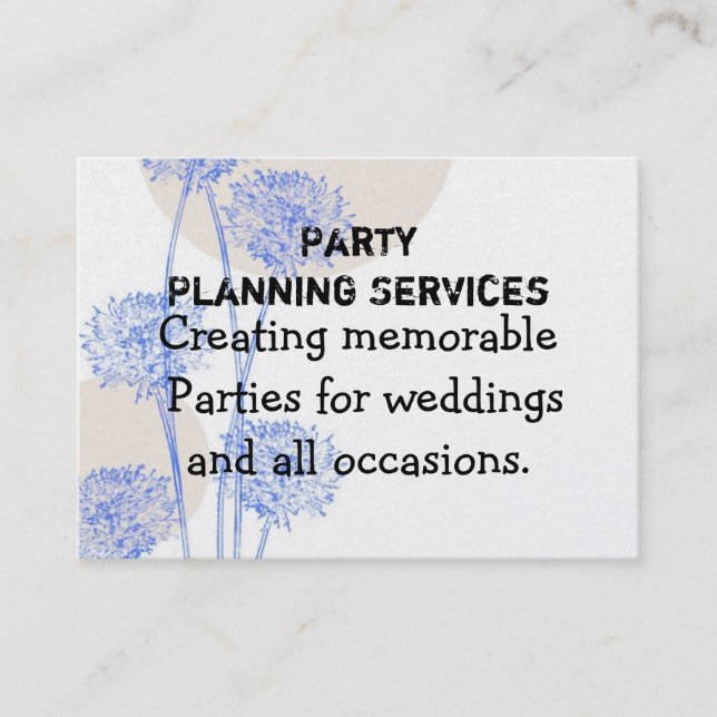 Tarjeta De Visita Planificación de fiestas (Anverso)