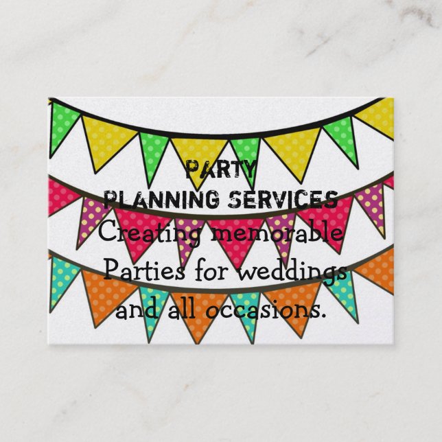 Tarjeta De Visita Planificación de fiestas (Anverso)