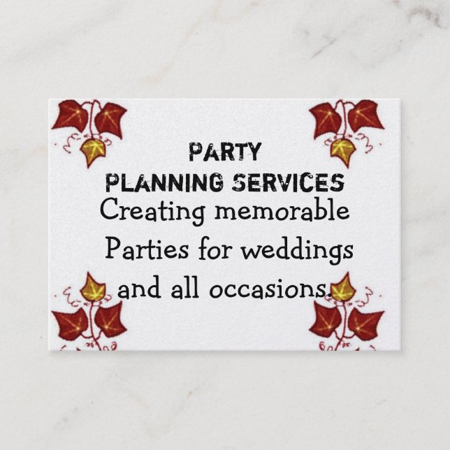 Tarjeta De Visita Planificación de fiestas (Anverso)