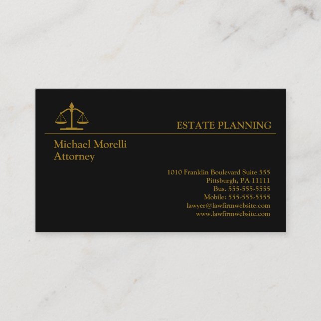 Tarjeta De Visita Planificación inmobiliaria - negro | Oro (Anverso)