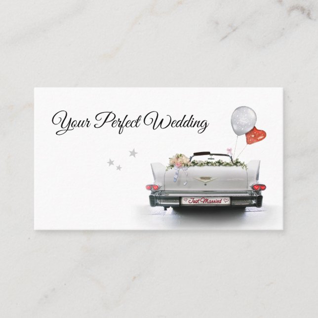 Tarjeta De Visita Planificador clásico de la boda del coche (Anverso)