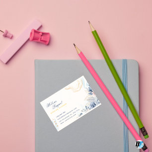 Tarjeta De Visita Planificador de Boda Azul y Oro