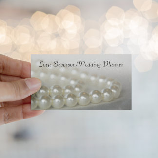 Tarjeta De Visita Planificador de boda de Perlas Blancas