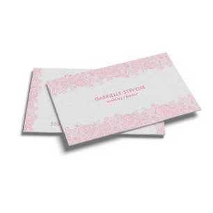 Tarjeta De Visita Planificador de Boda Elegante de Rosa y Blanco Pai