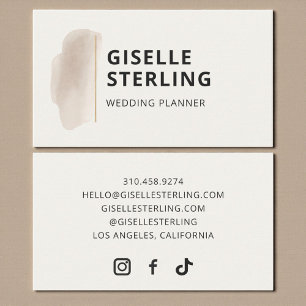 Tarjeta De Visita Planificador de Bodas Acuarela Beige Neutro