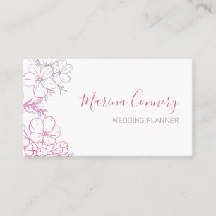 Tarjeta De Visita Planificador de Bodas con Dibujo de Línea Floral E