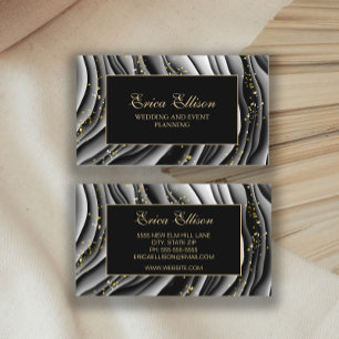 Tarjeta De Visita Planificador de Bodas con Tinta de Alcohol de Oro