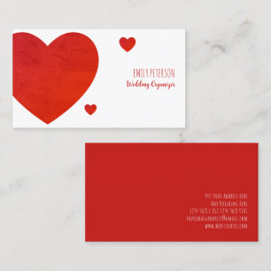 Tarjeta De Visita Planificador de Bodas Corazones Rojos