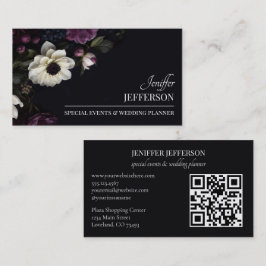 Tarjeta De Visita planificador de bodas de evento floral oscuro
