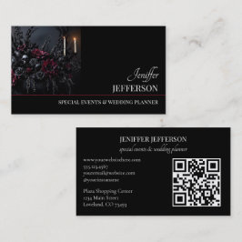 Tarjeta De Visita planificador de bodas de evento floral oscuro