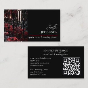 Tarjeta De Visita planificador de bodas de evento floral oscuro