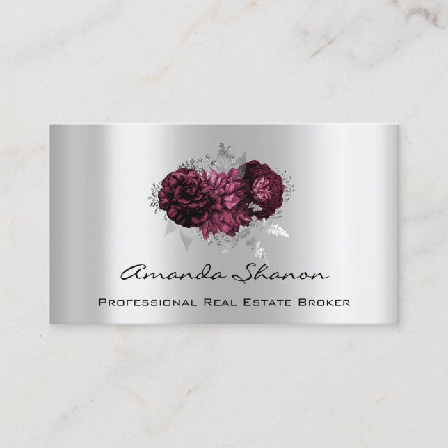 Tarjeta De Visita Planificador de bodas de eventos Marsala Silver Lo (Anverso)