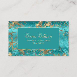 Tarjeta De Visita Planificador de Bodas de Oro Turquesa