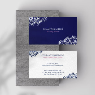 Tarjeta De Visita Planificador de Bodas de Remolino Floral Blanco Az