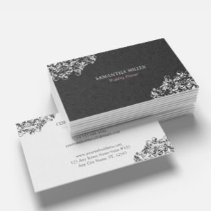 Tarjeta De Visita Planificador de Bodas de Remolino Floral Blanco Ne