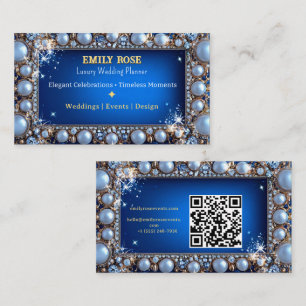 Tarjeta De Visita Planificador de Bodas Elegante Azul Marino Oro