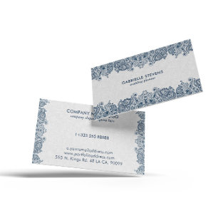 Tarjeta De Visita Planificador de Bodas Elegante de Paisley Azul y B