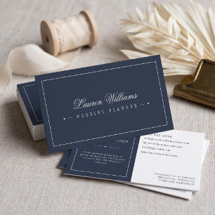 Tarjeta De Visita Planificador de Bodas Elegante Navy
