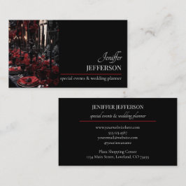 Tarjeta De Visita planificador de bodas evento floral oscuro