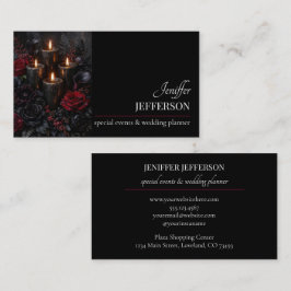 Tarjeta De Visita planificador de bodas evento floral oscuro