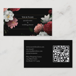 Tarjeta De Visita planificador de bodas evento floral oscuro