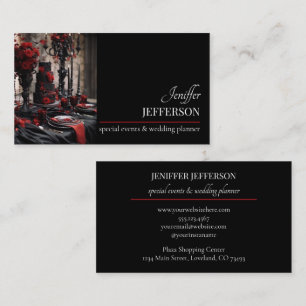 Tarjeta De Visita planificador de bodas evento floral oscuro