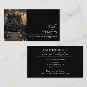 Tarjeta De Visita planificador de bodas evento floral oscuro