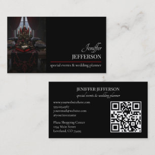 Tarjeta De Visita planificador de bodas evento floral oscuro