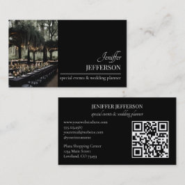 Tarjeta De Visita planificador de bodas evento floral oscuro