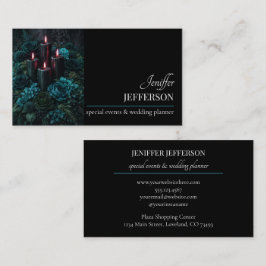 Tarjeta De Visita planificador de bodas evento floral oscuro
