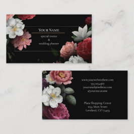 Tarjeta De Visita planificador de bodas evento floral oscuro