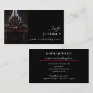 Tarjeta De Visita planificador de bodas evento floral oscuro