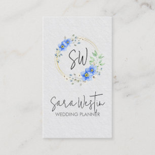 Tarjeta De Visita Planificador de Bodas Flor Floral Monograma Negoci