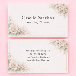 Tarjeta De Visita Planificador de Bodas Floral Neutral Profesional